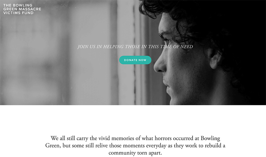 Bowling Green Massacre Victim Fund Website Screenshot